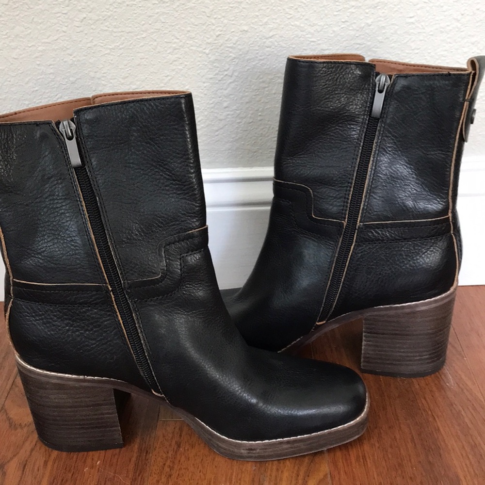 Franco Sarto 10M hard finished leather black boots